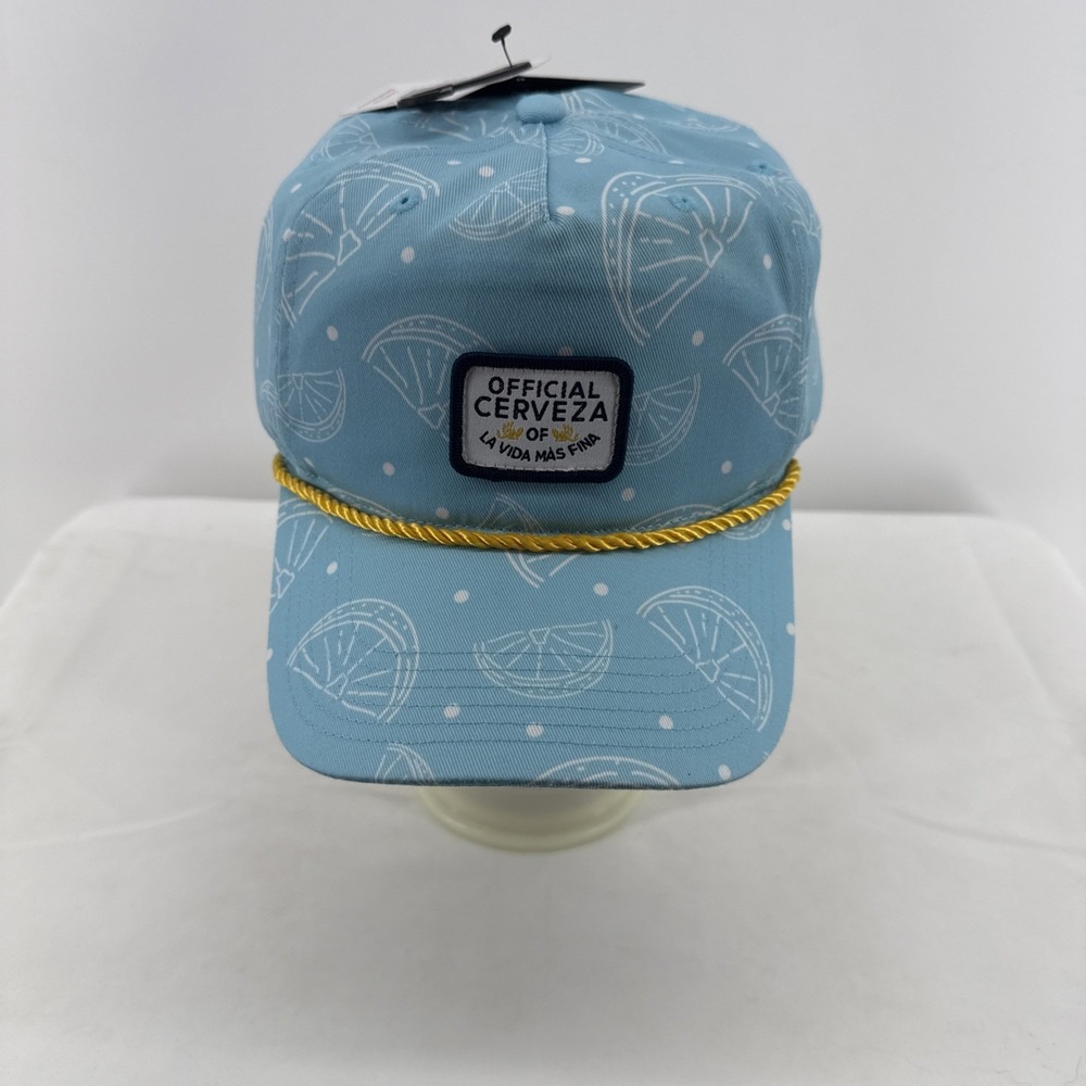 Corona Lime Print Grandpa Hat Blue Spencer's Official Cerveza NEW‎ NWT